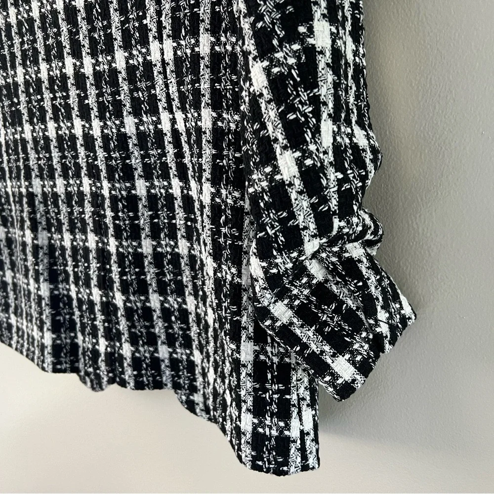 NWT New York & Company Black & White Tweed Boyfriend Blazer - Picture 5 of 10